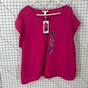 Three dots Double gauze pink top XXL